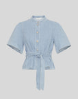 MSCHINGRID LIS 2/4 DENIM BELT SHIRT - BLUE