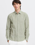 CFANDRÉ LINEN SHIRT - GREEN STRIPED