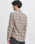 CFANTONS 0159 checked brushed shirt - black olive melange