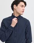 CFMACE LS BU CHECKED SHIRT - NAVY STRIPE