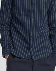 CFMACE LS BU CHECKED SHIRT - NAVY STRIPE