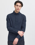 CFMACE LS BU CHECKED SHIRT - NAVY STRIPE