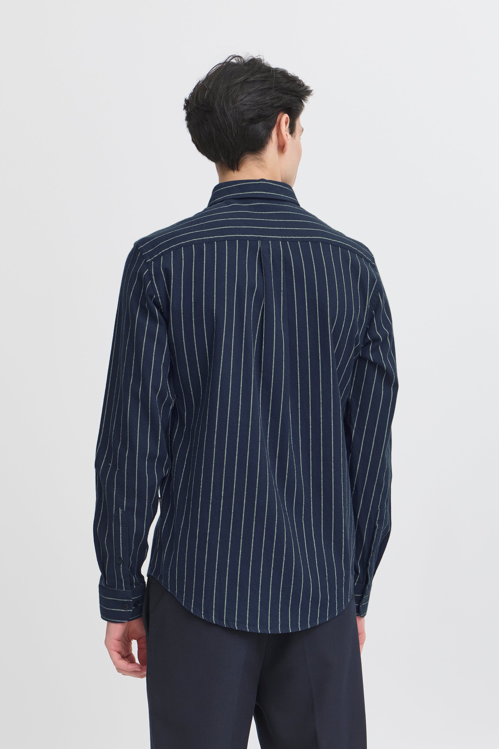 CFMACE LS BU CHECKED SHIRT - NAVY STRIPE